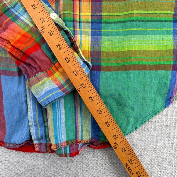 VTG Polo Ralph Lauren Madras Plaid Linen Shirt Men XXL Multicolor Prep Summer - Picture 8 of 9